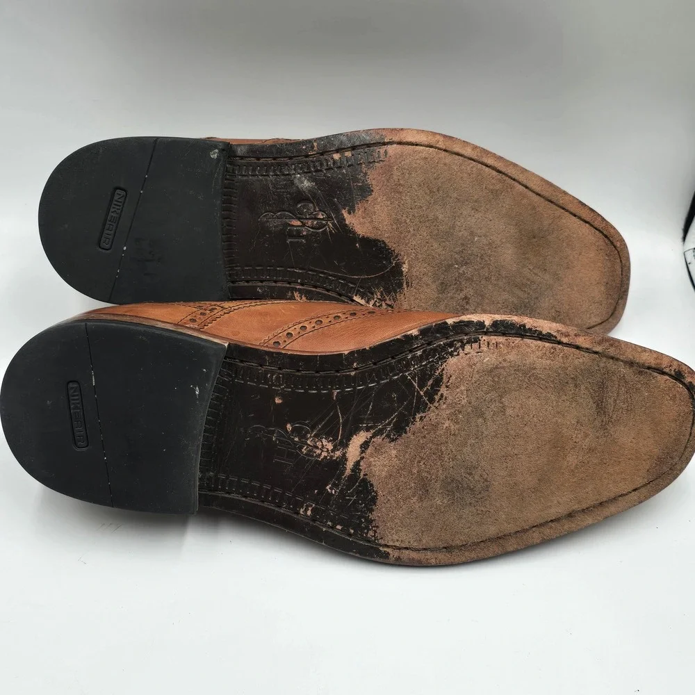 Cole Haan Mens Air Giraldo Wingtip Oxford Shoes Size 11 M  British Tan Leather